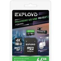 Exployd Vision microSDXC 64GB EX64GCSDXC10-U3-V30
